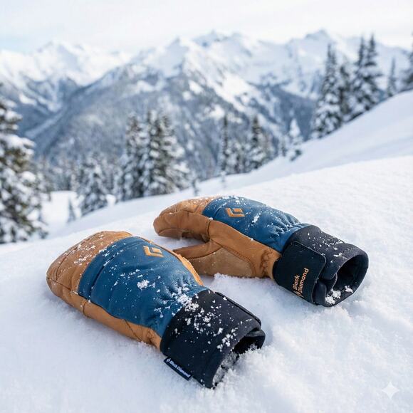 Brand New Black Diamond Spark Leather Mitts | Henna/Ink Blue | Size Large - Picture 9 of 10